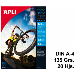 Papel inkjet apli photobasic glossy, din a4, 135 grs/m². carpeta de 20 hojas
