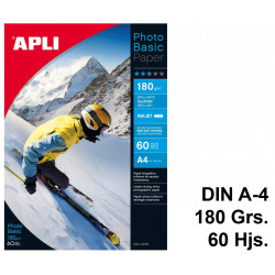 Papel inkjet apli photobasic glossy, din a4, 180 grs/m². caja de 60 hojas
