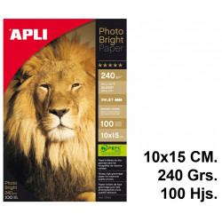 Papel inkjet apli photo bright, 10x15 cm. 240 grs/m². caja de 100 hojas