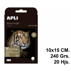 Papel inkjet apli photo bright, 10x15 cm. 240 grs/m². carpeta de 20 hojas