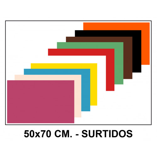 Goma eva liderpapel en formato 50x70 cm. de 60 grs/m². colores surtidos.