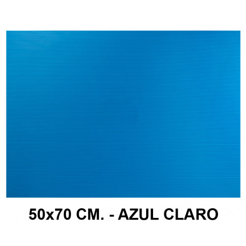Goma eva ondulada liderpapel en formato 50x70 cm. de 60 grs/m². color azul claro.