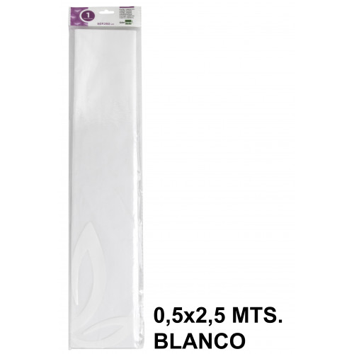 Papel crespón / pinocho liderpapel, 0,5x2,5 mts. 34 grs/m². blanco