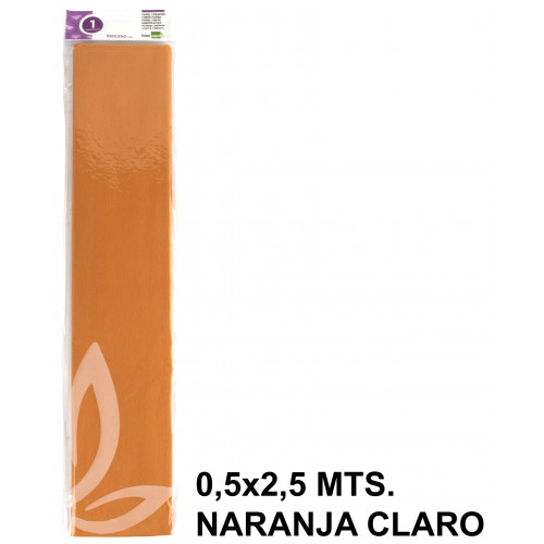Papel crespón o pinocho de 0,5x2,5 mts. en color naranja claro.