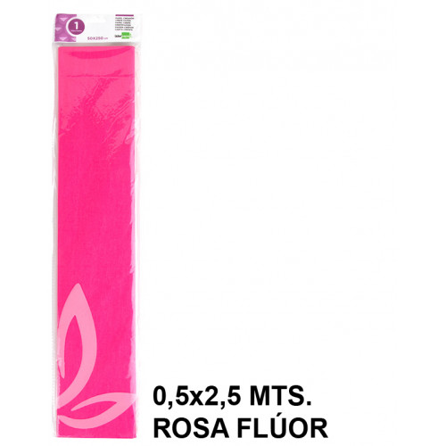 Papel crespón / pinocho liderpapel, 0,5x2,5 mts. 34 grs/m². rosa flúor