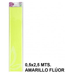 Papel crespón / pinocho liderpapel en formato 0,5x2,5 mts. de 34 grs/m². color amarillo flúor.