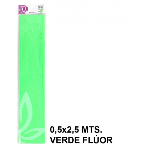 Papel crespón / pinocho liderpapel, 0,5x2,5 mts. 34 grs/m². verde flúor