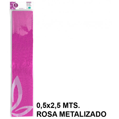 Papel crespón / pinocho liderpapel en formato 0,5x2,5 mts. de 94 grs/m². color rosa metalizado.