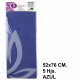 Papel seda liderpapel, 52x76 cm. 18 grs/m². azul, bolsa de 5 hojas