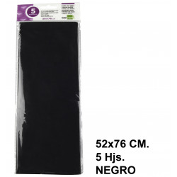 Papel seda liderpapel en formato 52x76 cm. de 18 grs/m². color negro, bolsa de 5 hojas.