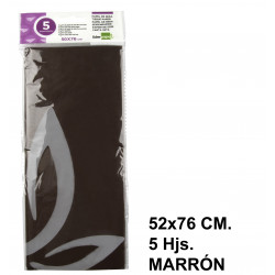 Papel seda liderpapel en formato 52x76 cm. de 18 grs/m². color marrón, bolsa de 5 hojas.