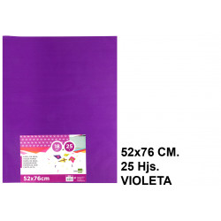 Papel seda liderpapel en formato 52x76 cm. de 18 grs/m². color violeta, paquete de 25 hojas.
