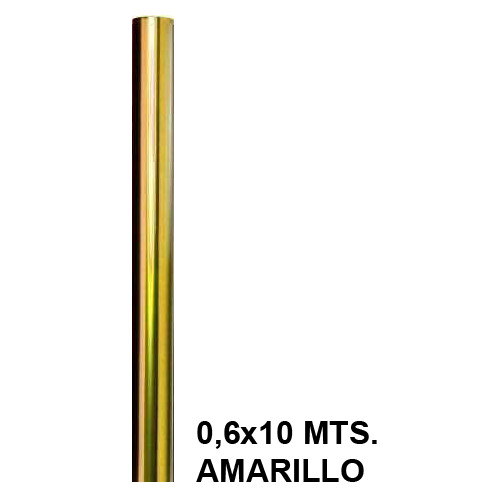 Papel celofán liderpapel, rollo de 0,6x10 mts. 30 grs/m². amarillo