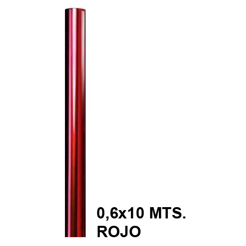 Papel celofán liderpapel en formato 0,6x10 mts. de 30 grs/m². color rojo.