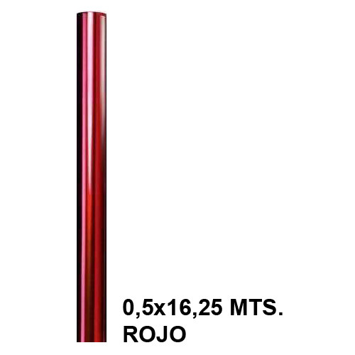Papel celofán sadipal, 0,5x16,25 mts. 30 grs/m². rollo de 25 hojas precortadas 50x65 cm. rojo