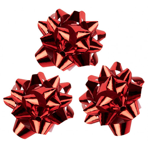 Lazo de fantasía adhesivo liderpapel, 5,5 cm. rojo metalizado, caja de 100 uds.