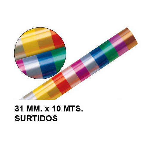 Cinta de fantasía eurocinsa en formato 31 mm. x 10 mts. colores surtidos.