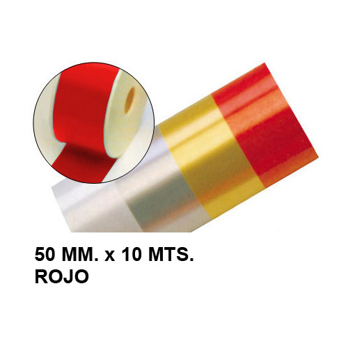 Cinta de fantasía eurocinsa en formato 50 mm. x 10 mts. color rojo.