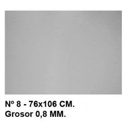 Cartón rígido y resistente nº 8 csp en formato 76x106 cm. con grosor de 0,8 mm. color gris.