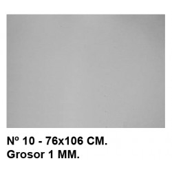 Cartón rígido y resistente nº 10 csp en formato 76x106 cm. con grosor de 1 mm. color gris.