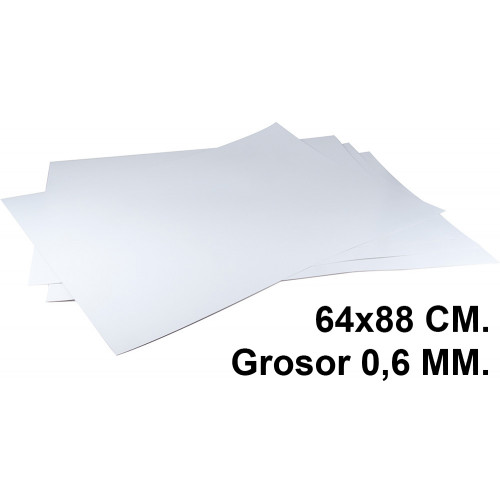 Cartoncillo rígido y resistente liderpapel, 64x88 cm. 350 grs/m². blanco/gris, paquete de 5 uds.