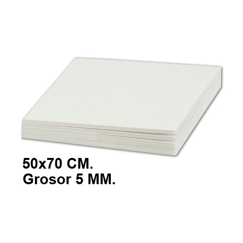 Cartón pluma liderpapel en formato 50x70 cm. con grosor de 5 mm. color blanco.