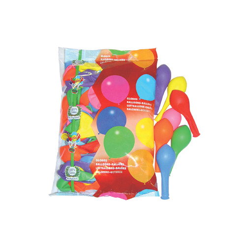 Globo balloons® cp redondo de látex 100%, colores surtidos, bolsa de 100 uds.