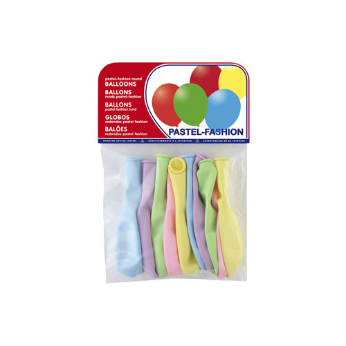 Globo balloons® cp redondo de látex 100%, colores pastel surtidos, bolsa de 10 uds.