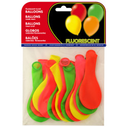 Globo balloons® cp redondo de látex 100%, colores fluorescentes surtidos, bolsa de 15 uds.