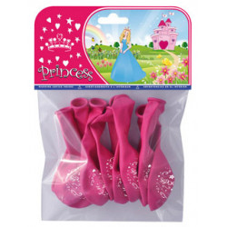 Globo balloons® cp redondo de látex 100%, con dibujos de temática de princesas, color rosa, bolsa de 8 uds.