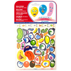 Globo balloons® cp alargado / semiplano de látex 100%, con pegatinas, colores surtidos, bolsa de 12 uds.