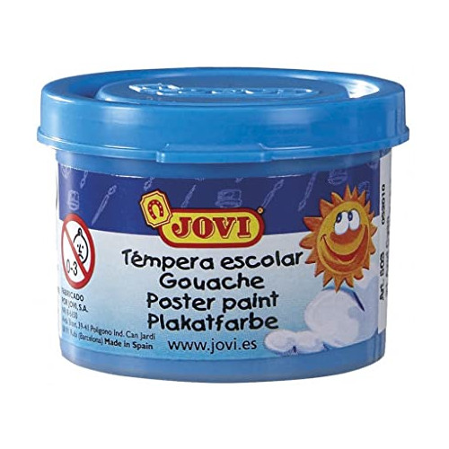Témpera escolar jovi, bote de 35 ml. color azul cyan.