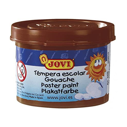 Témpera escolar jovi, bote de 35 ml. color marrón.