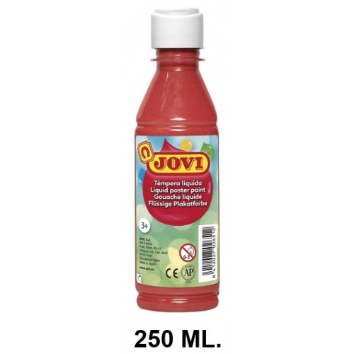 Témpera escolar líquida jovi, botella de 250 ml. bermellón