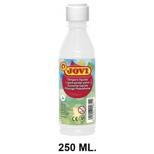 Témpera escolar líquida jovi, botella de 250 ml. blanco