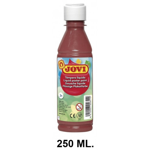 Témpera escolar líquida jovi, botella de 250 ml. marrón