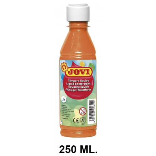 Témpera escolar líquida jovi, botella de 250 ml. color naranja.