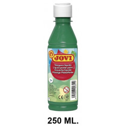 Témpera escolar líquida jovi, botella de 250 ml. color verde oscuro.