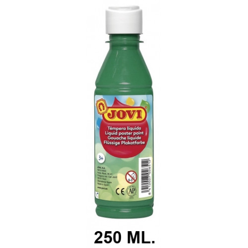 Témpera escolar líquida jovi, botella de 250 ml. verde oscuro