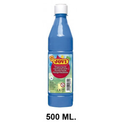 Témpera escolar líquida jovi, botella de 500 ml. azul cyan