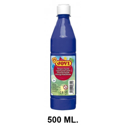 Témpera escolar líquida jovi, botella de 500 ml. azul oscuro