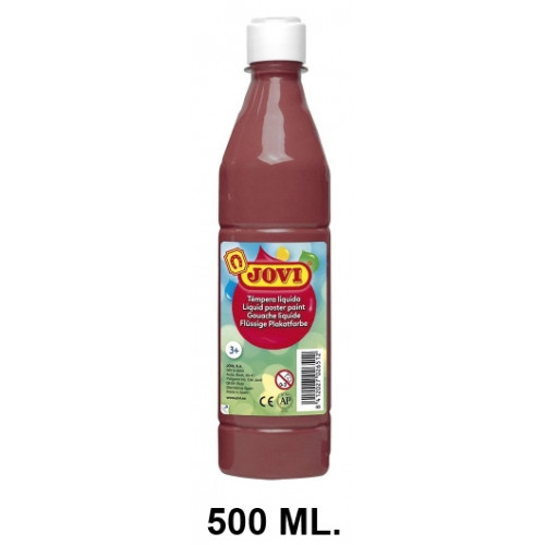 Témpera escolar líquida jovi, botella de 500 ml. marrón