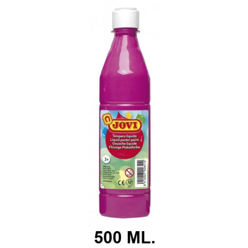 Témpera escolar líquida jovi, botella de 500 ml. magenta