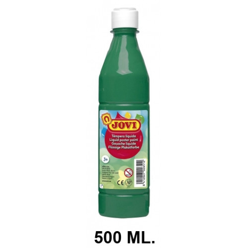 Témpera escolar líquida jovi, botella de 500 ml. verde oscuro