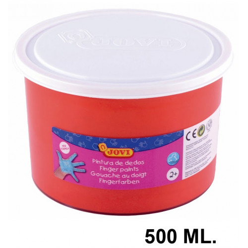 Pintura de dedos jovi, bote de 500 ml. color bermellón.