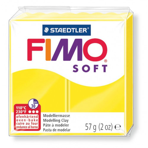 Pasta para modelar staedtler fimo® soft 8020, pastilla de 57 grs. color amarillo limón.