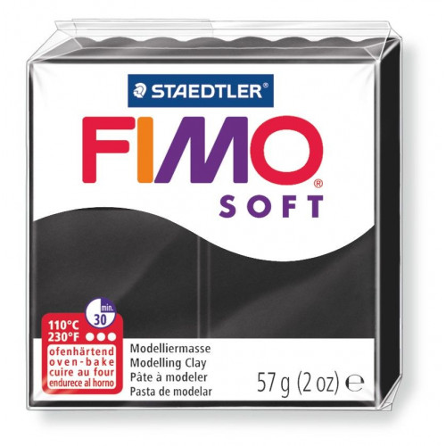 Pasta para modelar staedtler fimo® soft 8020, pastilla de 57 grs. color negro.