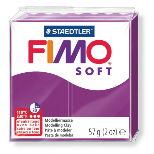 Pasta para modelar staedtler fimo® soft 8020, pastilla de 57 grs. color púrpura.