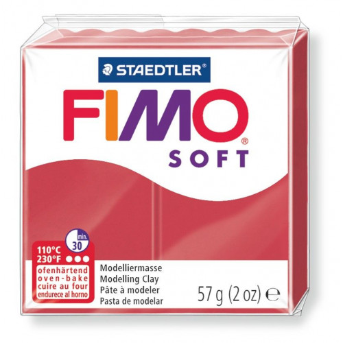 Pasta para modelar staedtler fimo® soft 8020, pastilla de 57 grs. rojo cereza