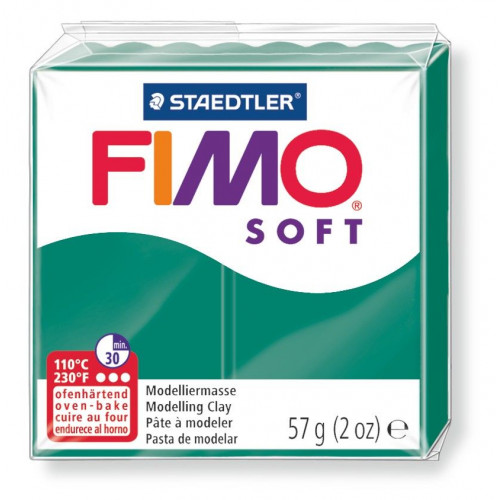 Pasta para modelar staedtler fimo® soft 8020, pastilla de 57 grs. verde esmeralda